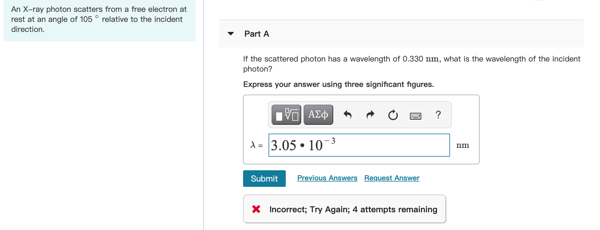 Solved An X-ray photon scatters from a free electron at rest | Chegg.com