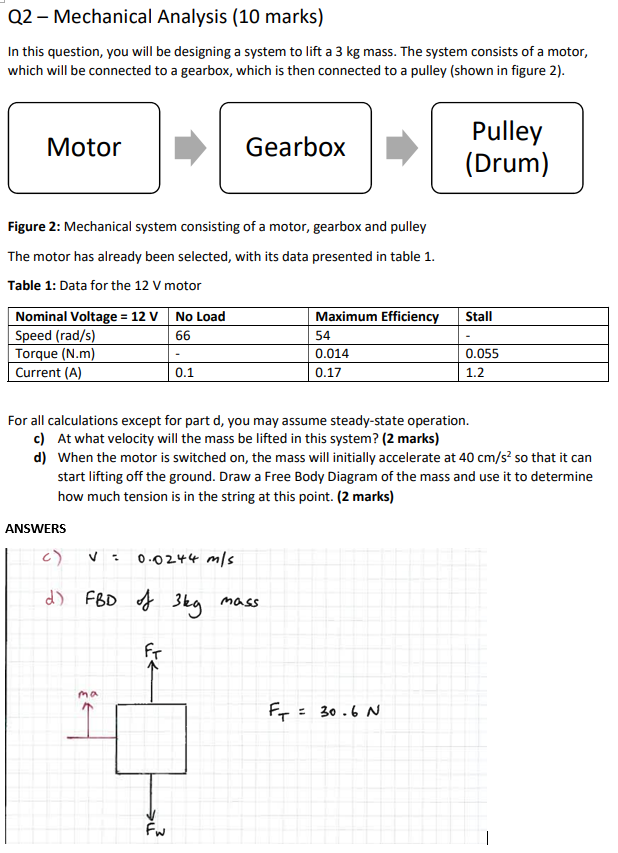 Solved Q2 Mechanical Analysis (10 marks) In this question, | Chegg.com