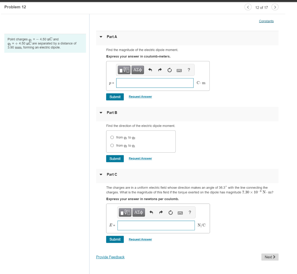 Solved Problem 12 12 of 17 Constants Part A Point charges q | Chegg.com