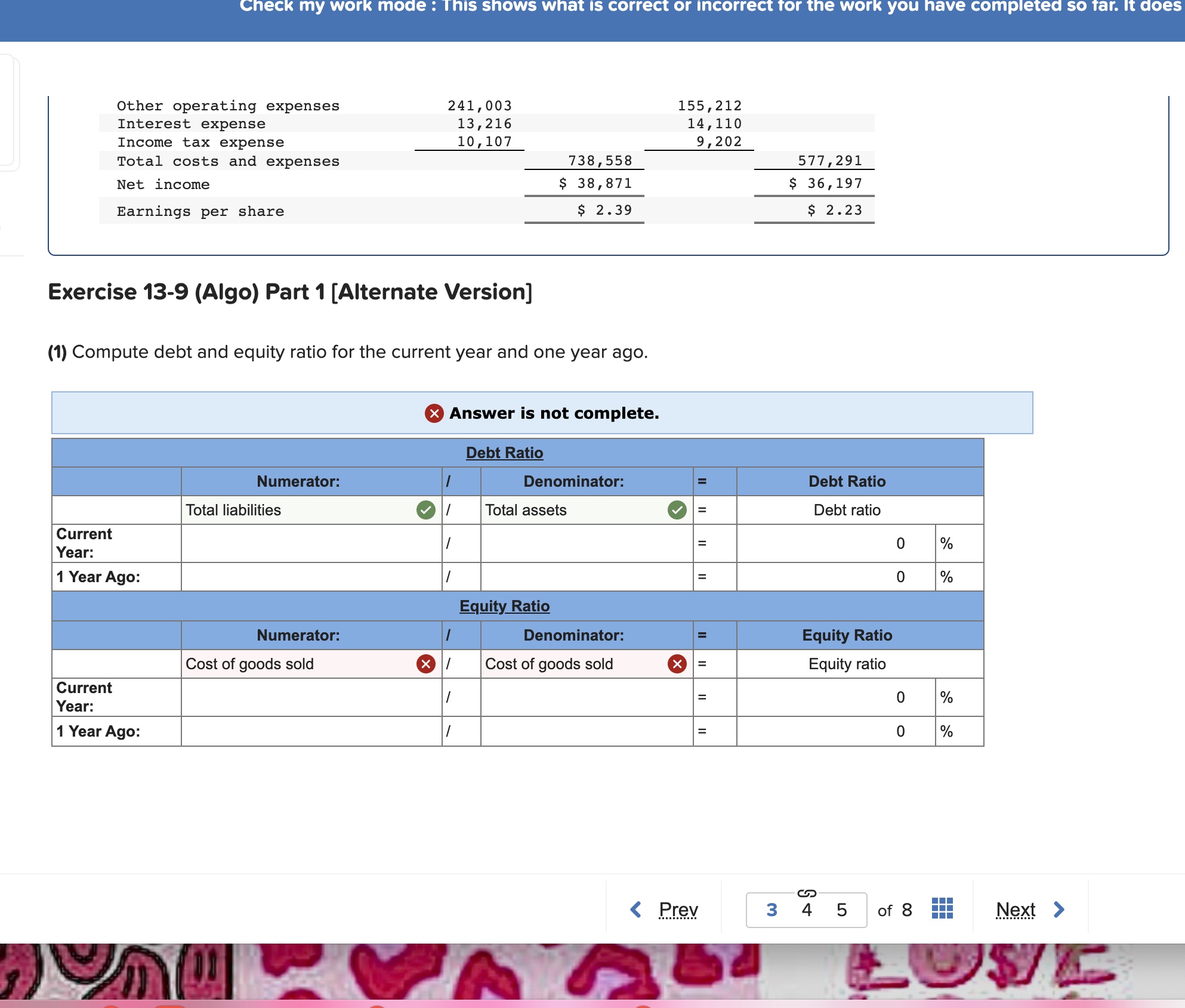 Solved Required information Exercise 13-9 (Algo) Analyzing | Chegg.com