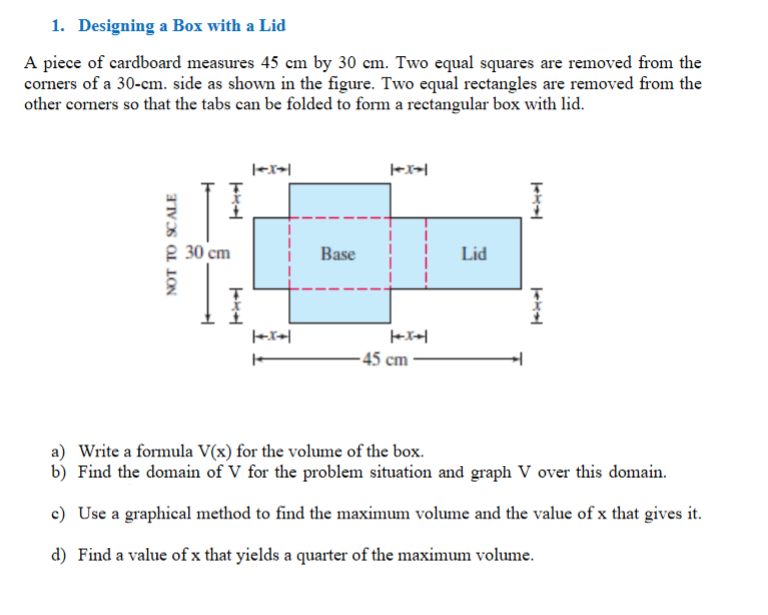 Solved 1. Designing a Box with a Lid A piece of cardboard | Chegg.com