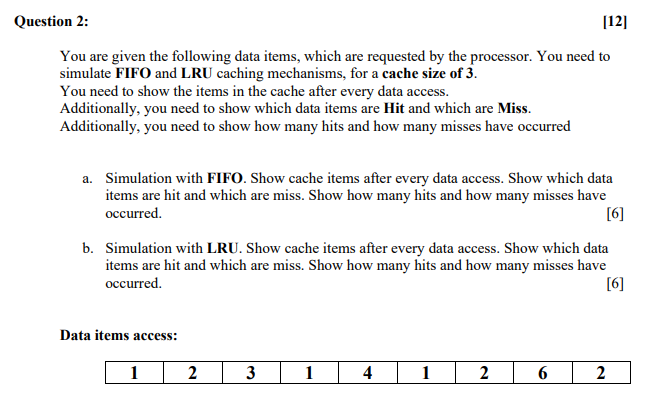 Solved Question 2: [12] You are given the following data | Chegg.com