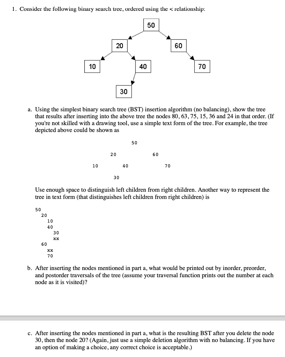 Solved 1. Consider The Following Binary Search Tree, Ordered | Chegg.com