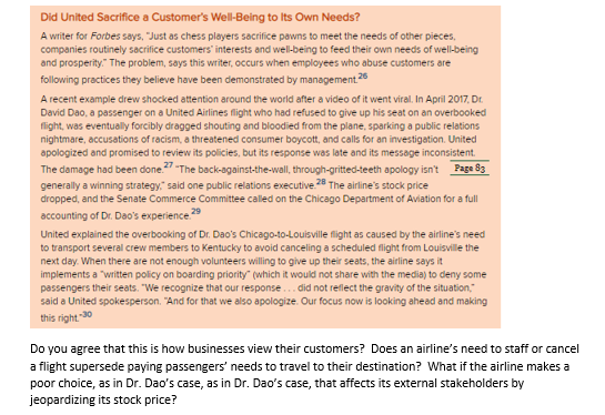 Solved Did United Sacrifice A Customer s Well Being To Its Chegg