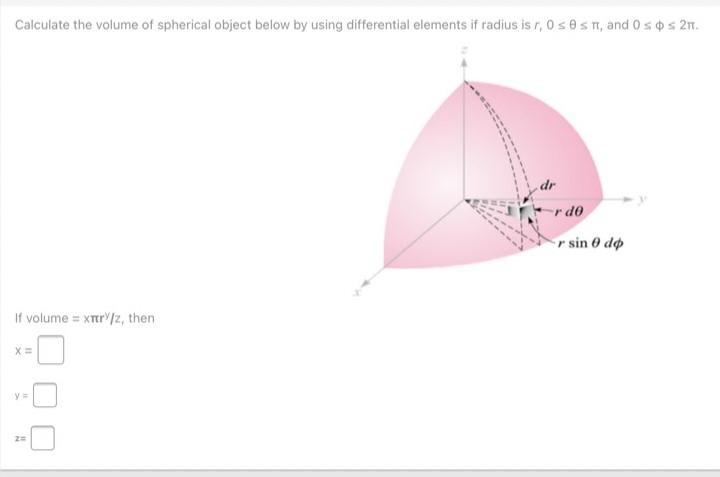 Solved Calculate the volume of spherical object below by | Chegg.com