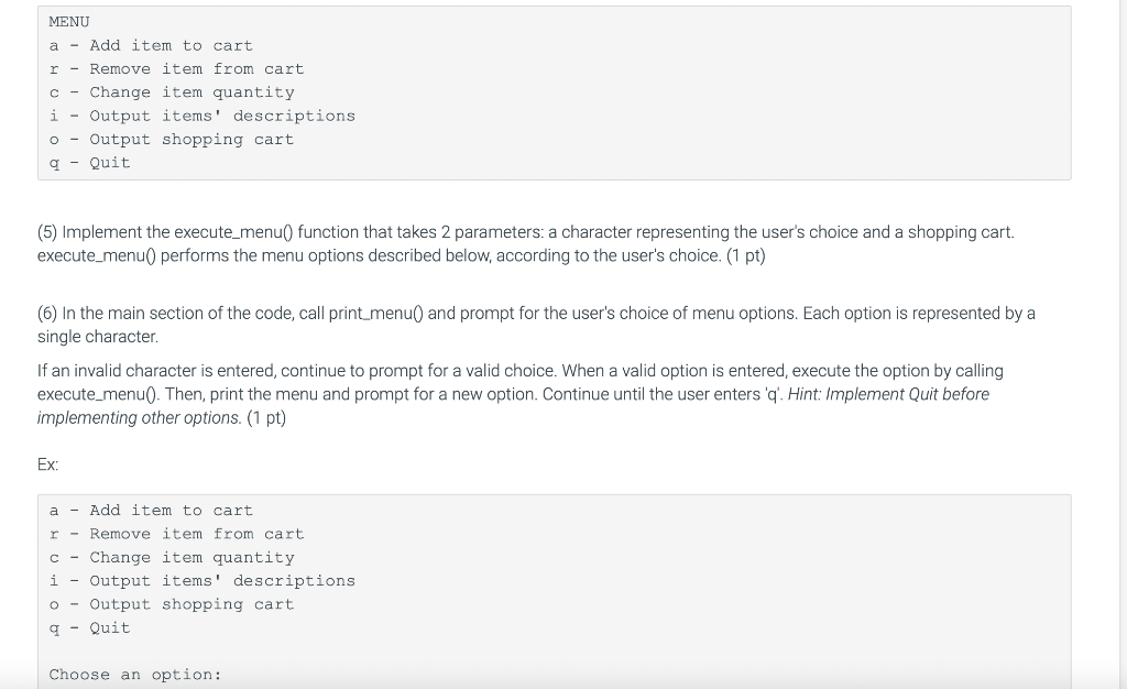 Solved 6.2 LAB*: Program: Online shopping cart (Part 2) This | Chegg.com