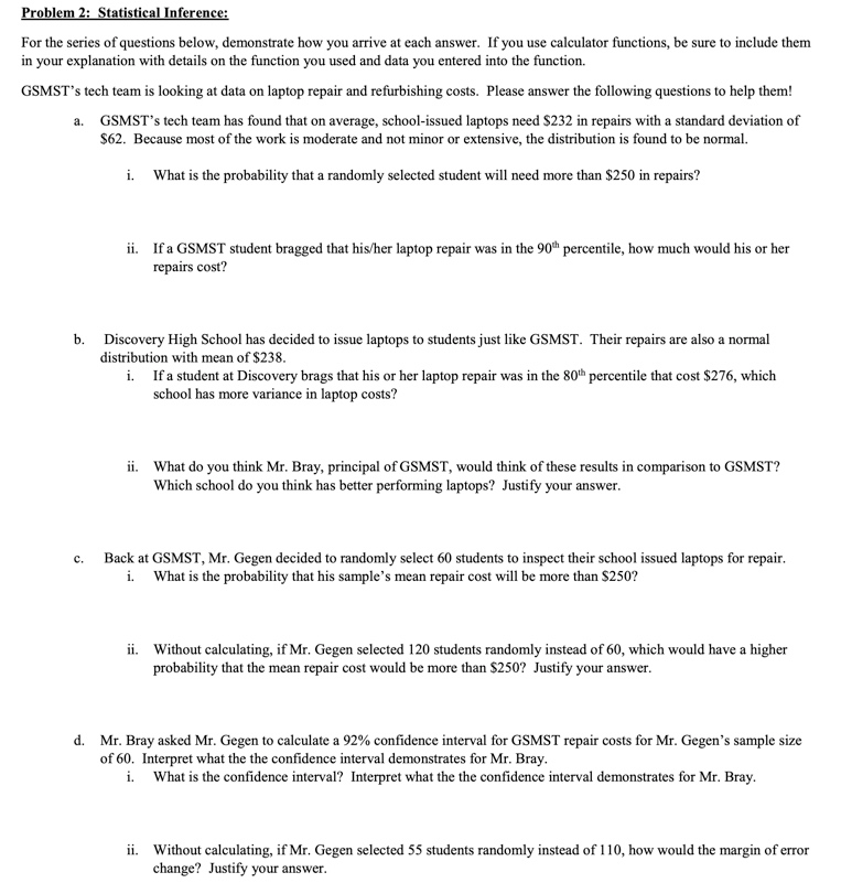 Problem 2: Statistical Inference: For the series of | Chegg.com