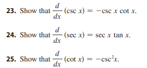 sec and csc derivative