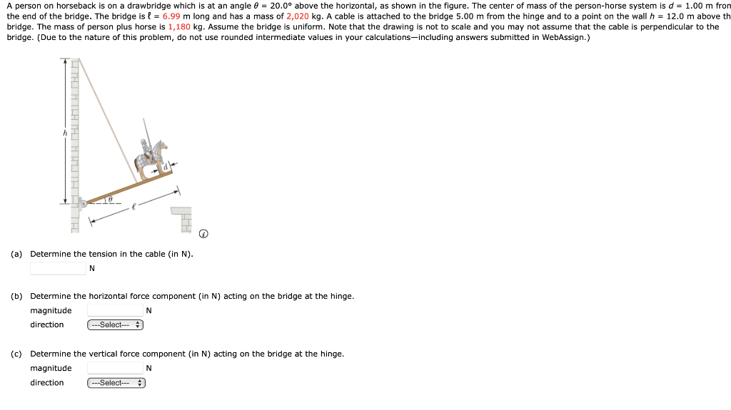 Solved A person on horseback is on a drawbridge which is at | Chegg.com