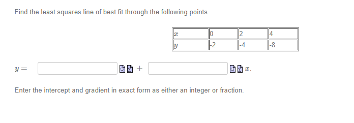 Solved Find the least squares line of best fit through the | Chegg.com