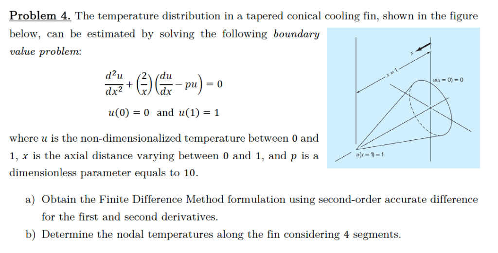 Solved Problem 4. The temperature distribution in a tapered | Chegg.com