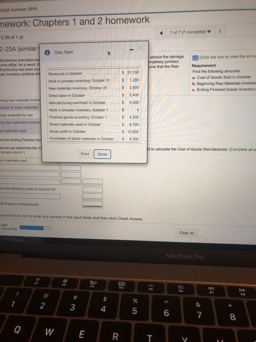 Solved Homework:Chapters 1 and 2 homework 7 of 7 (7 | Chegg.com