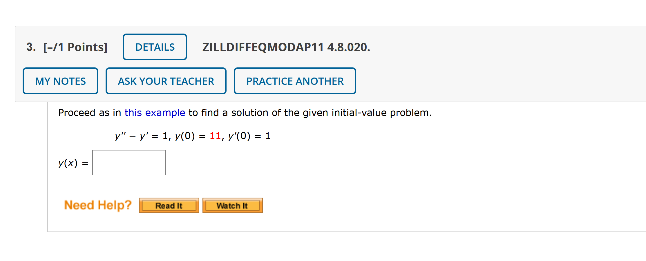 Solved 3. [-/1 Points] DETAILS ZILLDIFFEQMODAP11 4.8.020. MY | Chegg.com