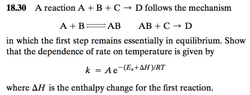 Solved 18.30 A reaction A + B + C + D follows the mechanism | Chegg.com