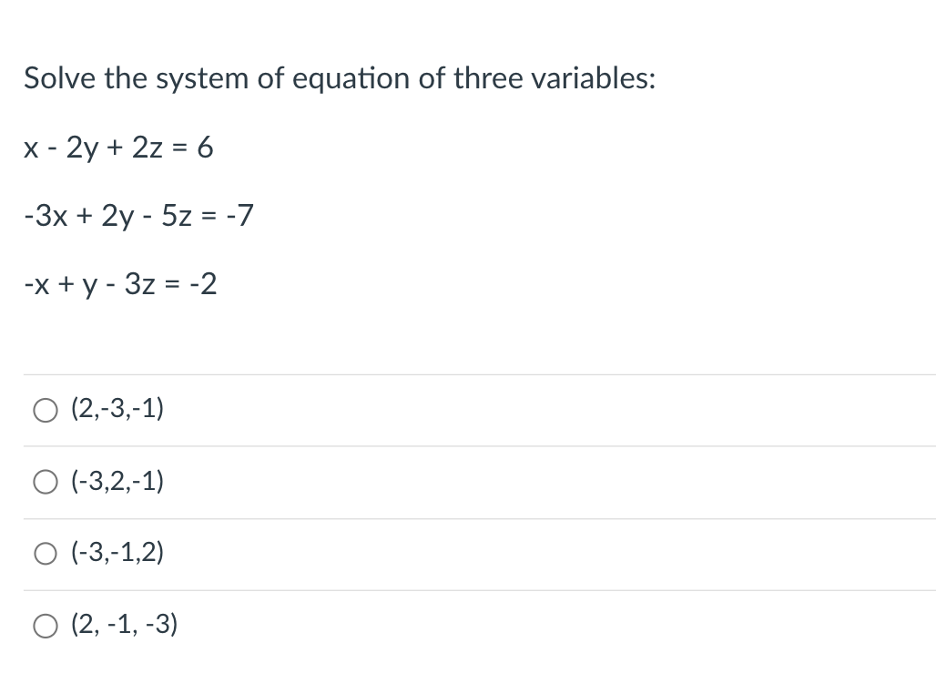 Solved Solve the system of equation of three | Chegg.com