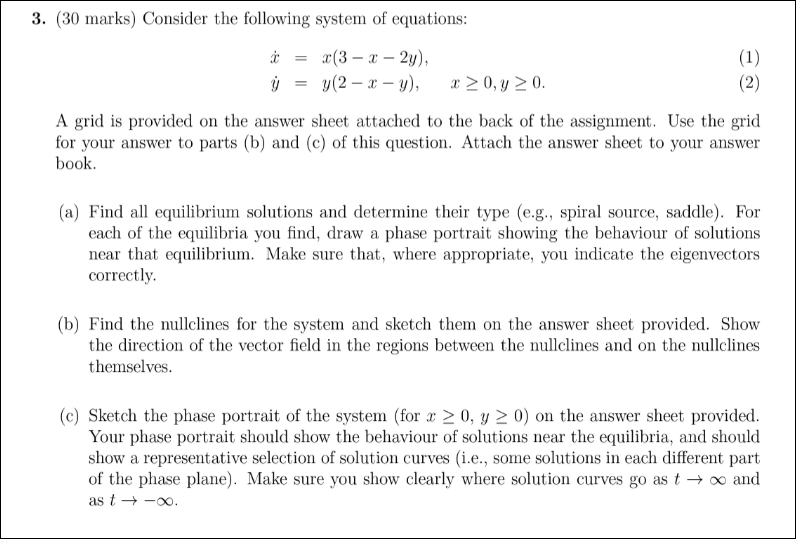 Solved 3. (30 marks) Consider the following system of | Chegg.com