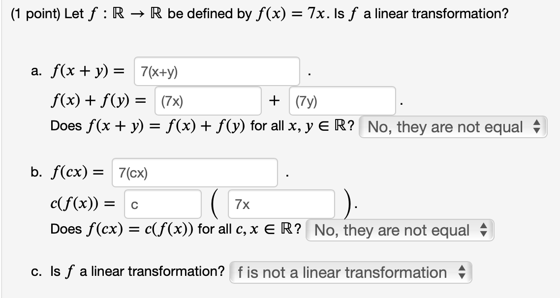 Solved 1 Point Let F R → R Be Defined By F X 7x Is F A