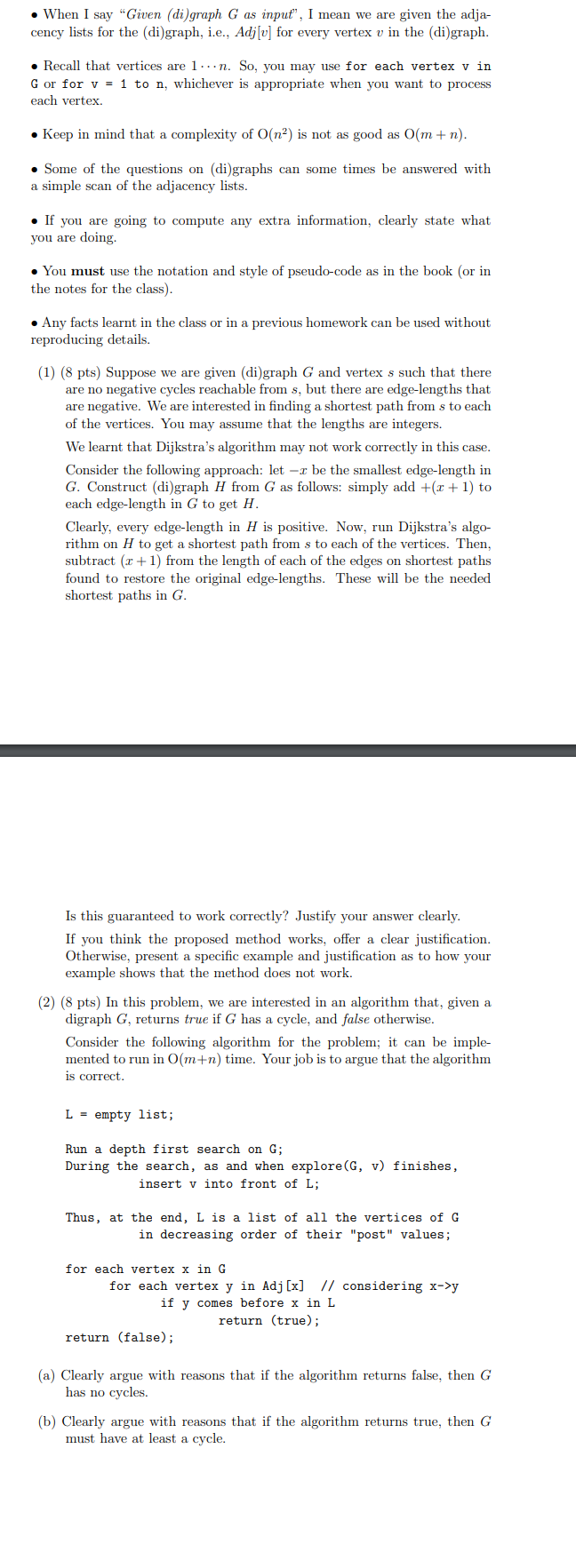 Solved When I Say Given Di Graph G As Input I Mean Chegg Com
