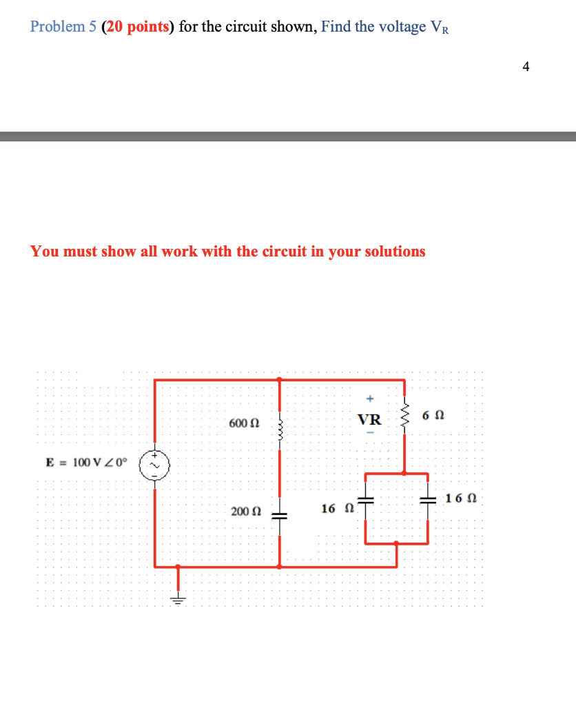 Solved Problem 5 (20 points) for the circuit shown, Find the | Chegg.com