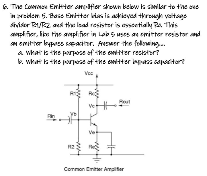 Solved . The Common Emitter amplifier shown below is similar