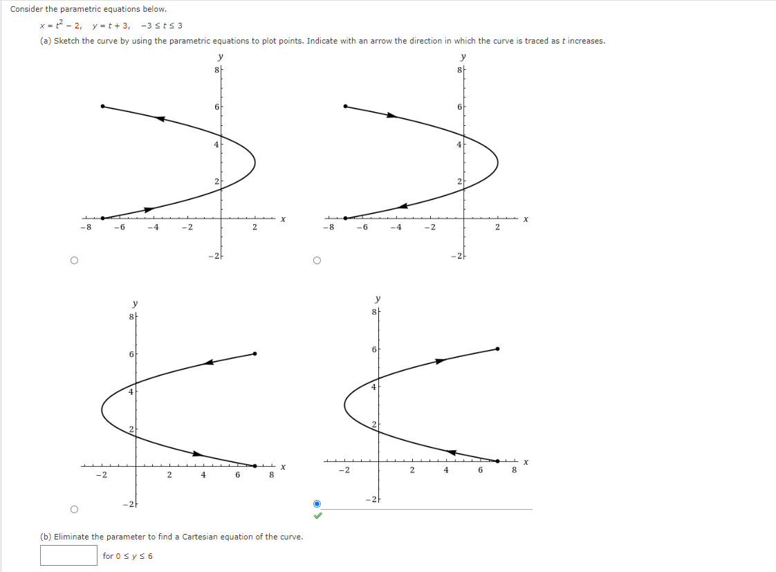 Solved Consider the parametric equations below. | Chegg.com