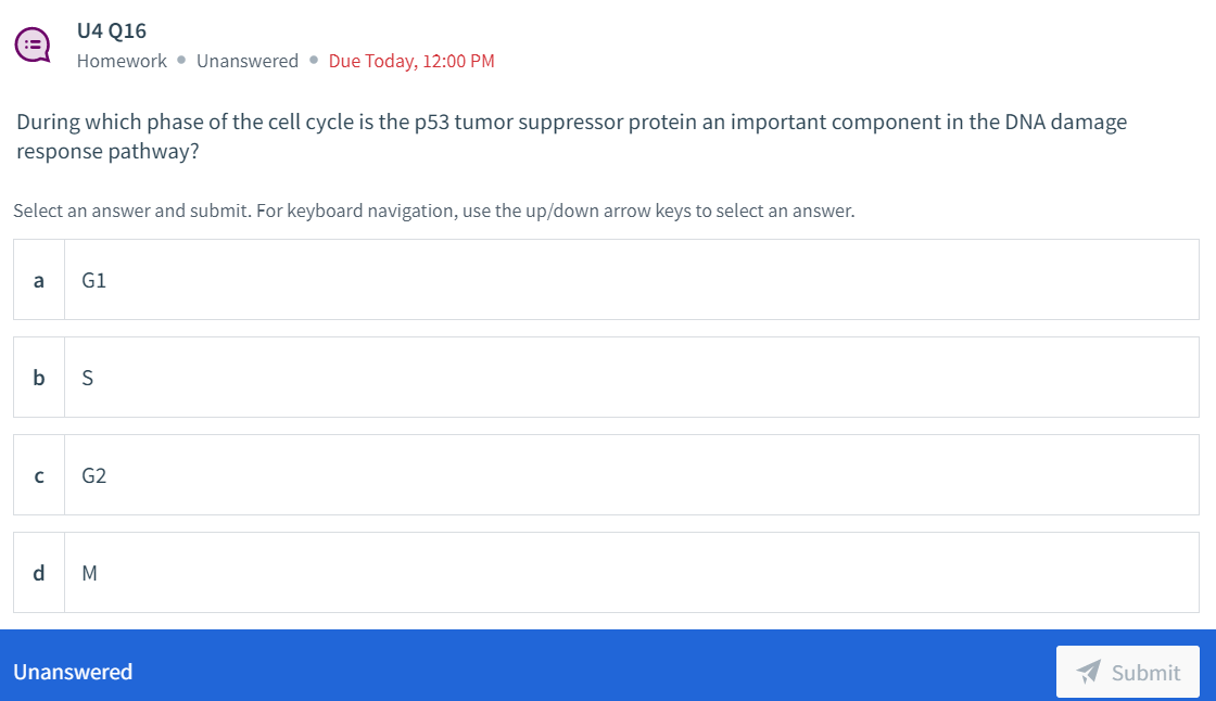 Solved U4 Q16 Homework. Unanswered. Due Today, 12:00 PM | Chegg.com