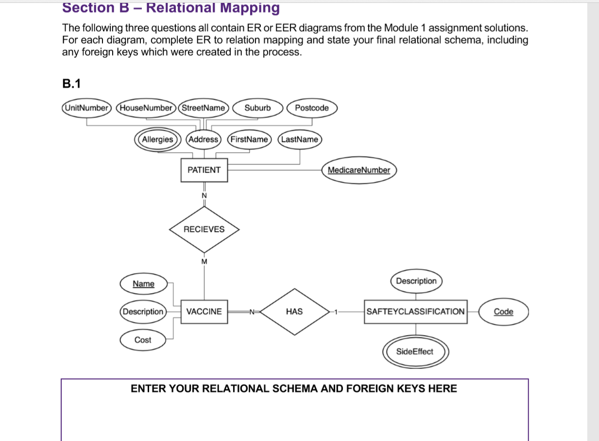 Solved Section B Relational Mapping The Following Three | Chegg.com