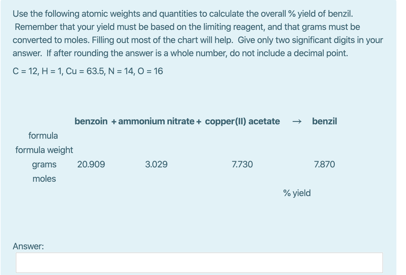 Atomic Weight Chart