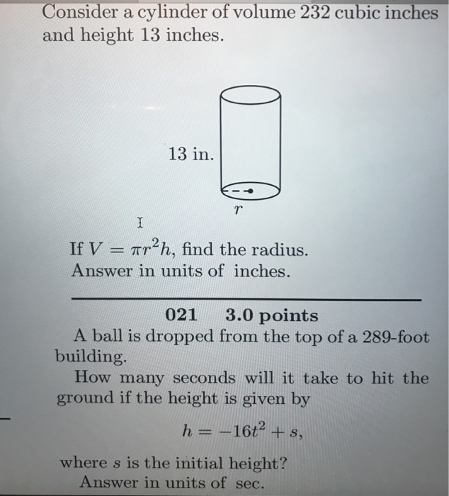 Volume of a cylinder online in cubic feet