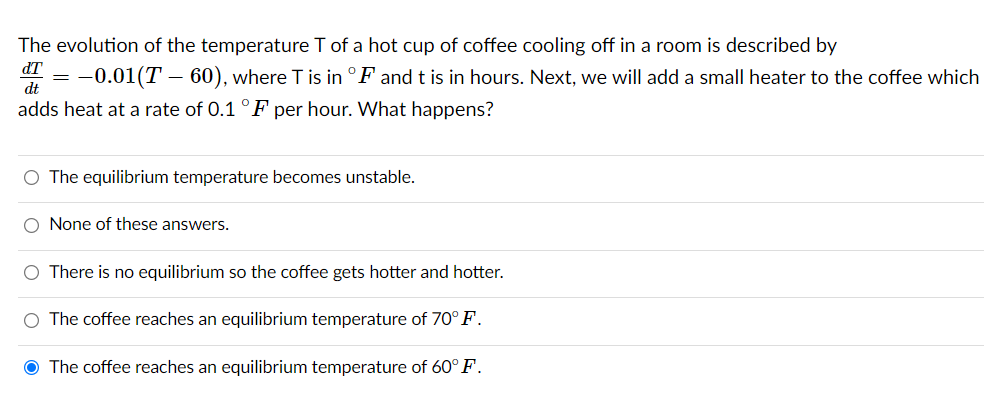 Solved The evolution of the temperature T of a hot cup of | Chegg.com
