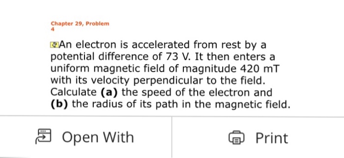 Solved Chapter 29, Problem An Electron Is Accelerated From | Chegg.com