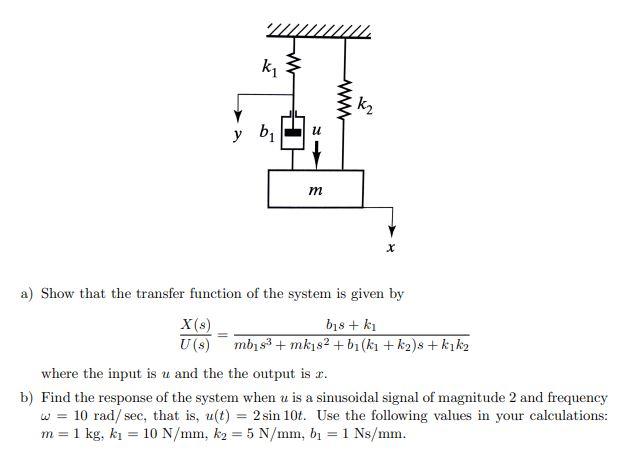 Solved Ki K2 U Y Bi M A Show That The Transfer Function Chegg Com