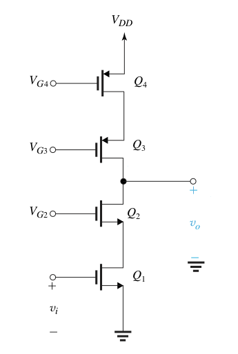 Solved The cascode amplifier in the figure is operated at a | Chegg.com