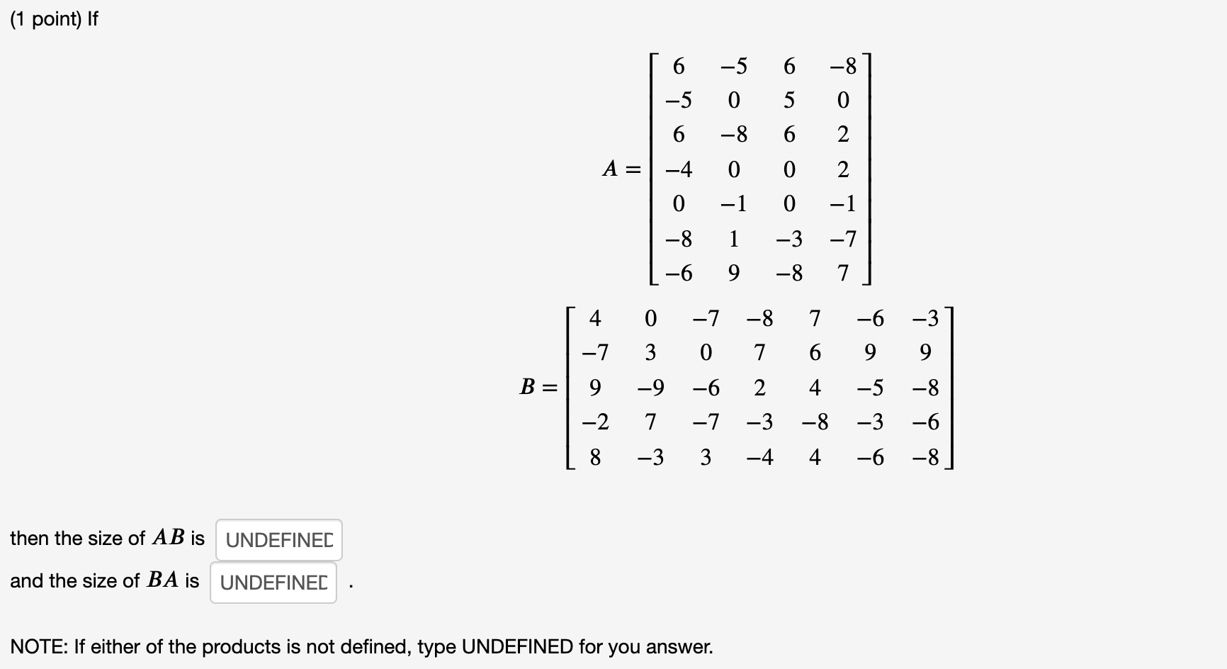 Solved 1 Point If 5 6 8 0 5 0 8 6 2 A O O E A U A A Chegg Com