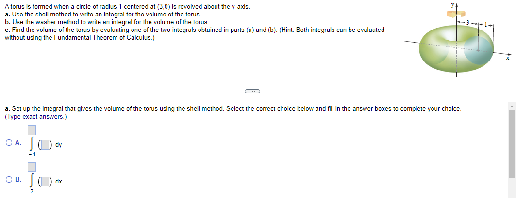 Solved A torus is formed when a circle of radius 1 centered | Chegg.com