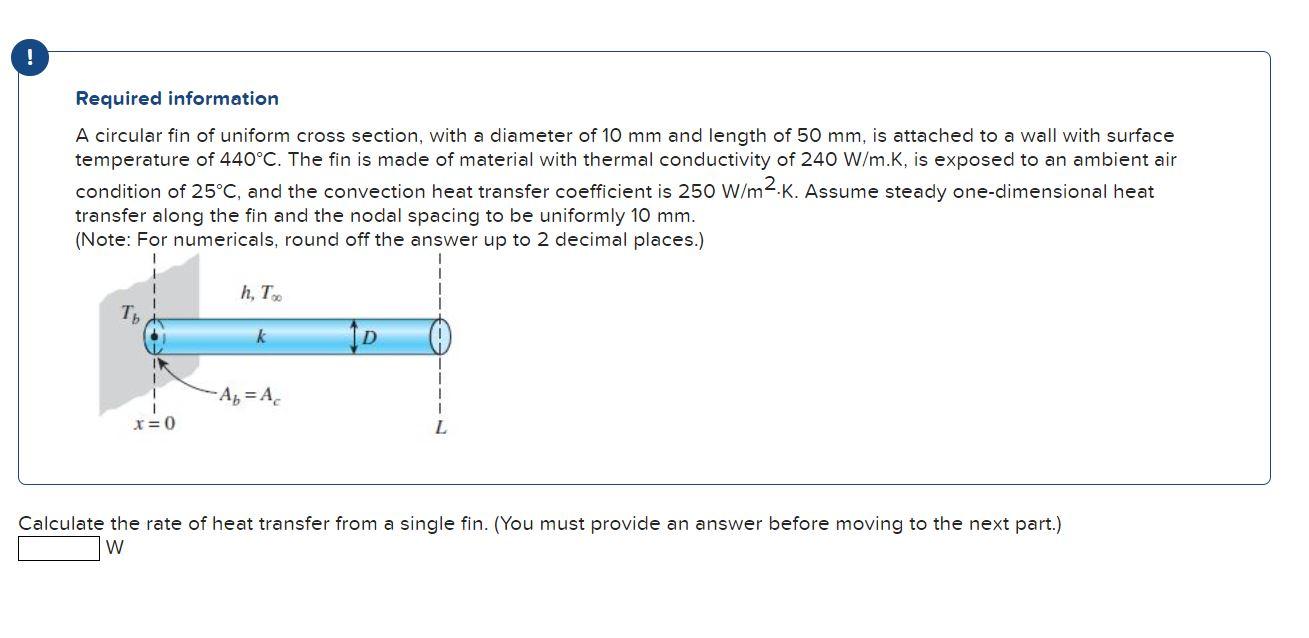 Solved Required information A circular fin of uniform cross | Chegg.com