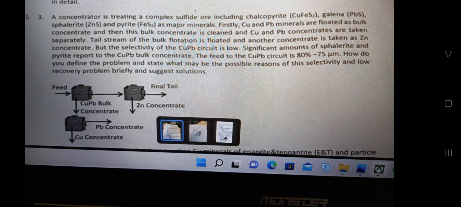 Solved in detail. 53. A concentrator is treating a complex | Chegg.com