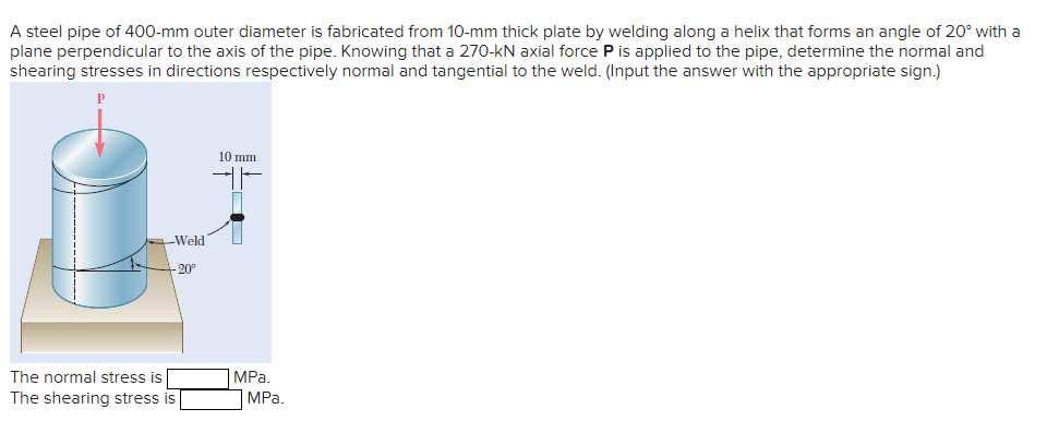 Solved A steel pipe of 400-mm outer diameter is fabricated | Chegg.com