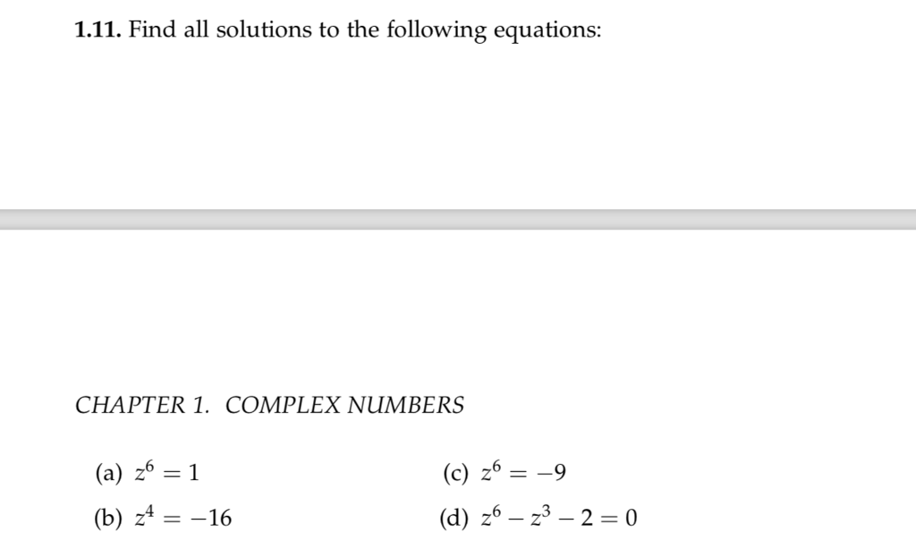 Solved 1.11. Find all solutions to the following equations: | Chegg.com