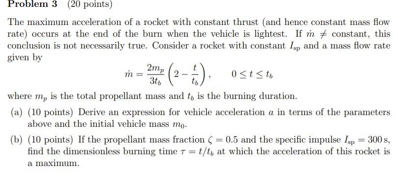 Solved The maximum acceleration of a rocket with constant | Chegg.com