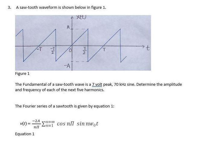 Solved 3. A saw-tooth waveform is shown below in figure 1. - | Chegg.com
