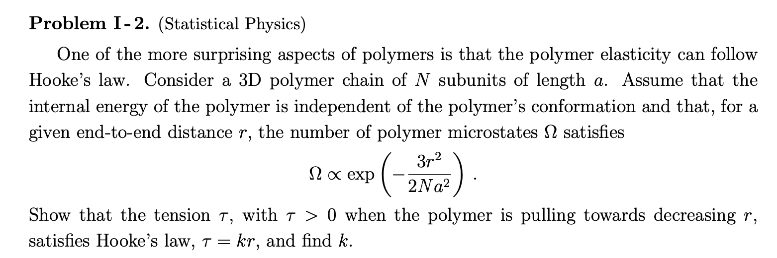 Solved Problem I - 2. (Statistical Physics) One of the more | Chegg.com