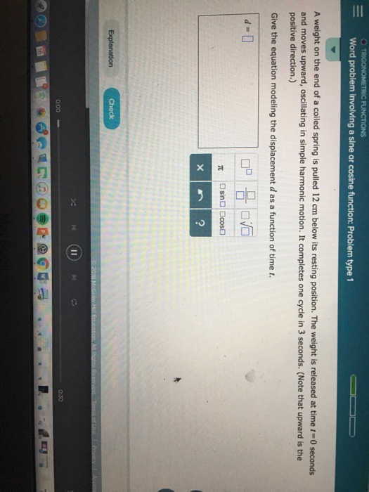 Solved Word problem Involving a sine or cosine function: | Chegg.com