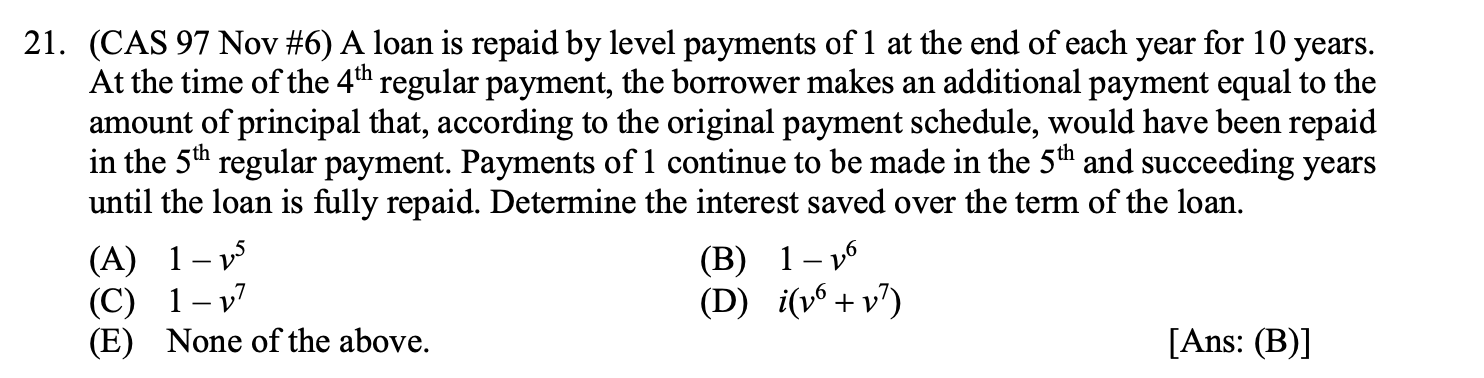 Solved (CAS 97 Nov \#6) A Loan Is Repaid By Level Payments | Chegg.com