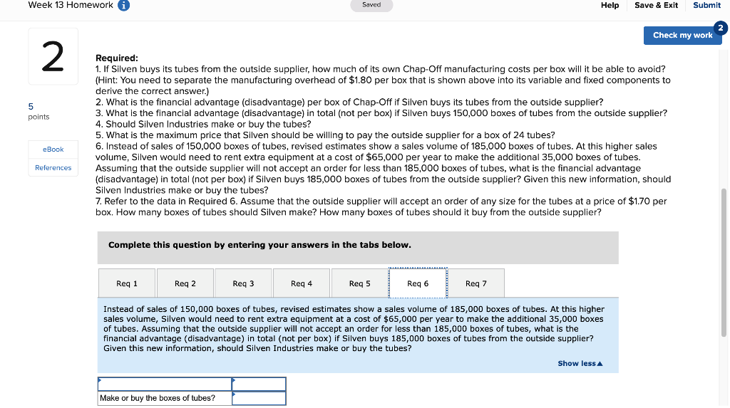 Solved Week 13 Homework Saved Help Save & Exit Submit Check | Chegg.com