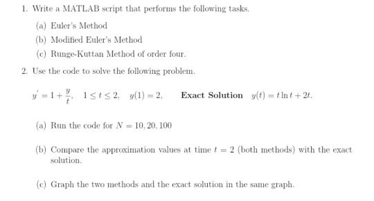 Solved 1. Write a MATLAB script that performs the following | Chegg.com