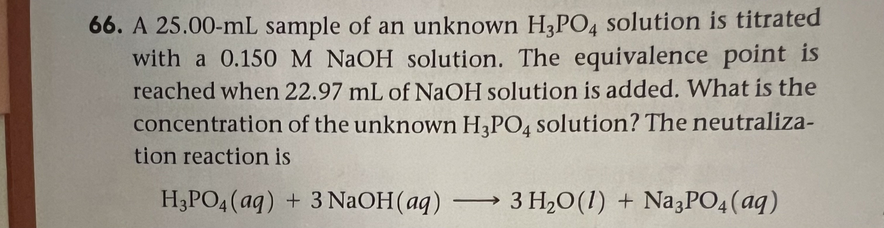 Solved 66. A 25.00-mL sample of an unknown \\( | Chegg.com