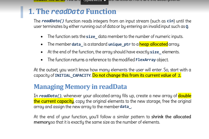 | 1. The readData Function The readData() function | Chegg.com