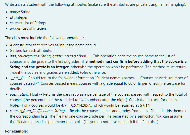 Solved Write a class Student with the following attributes | Chegg.com
