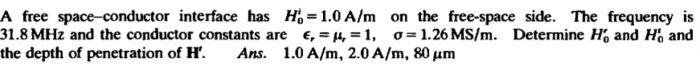 A free space-conductor interface has H, =1.0 A/m on | Chegg.com